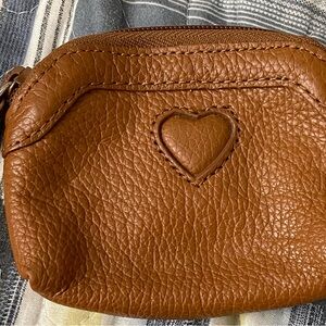 Brighton Tan Leather Heart Cosmetic Bag